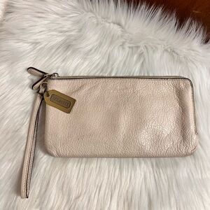 Coach Beige Leather Wristlet